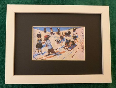 Dachshund ''Skiing'' - MATTED | FRAMED | READY TO GIFT - New Dog Art Print - W