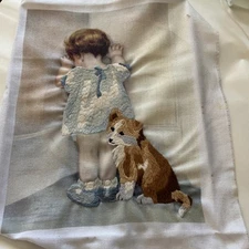 Vintage FanciCrafts Crewel Kit Bessie Pease Gutmann Design In Disgrace Completed