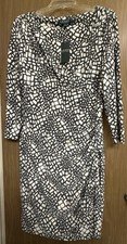 Lauren Ralph Lauren Women's Cream/Grey Stretch Dress Size 16 New W/Tags $109