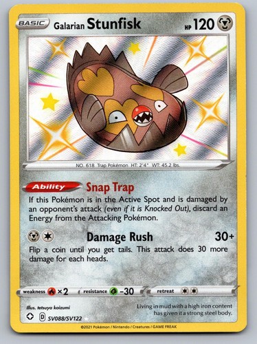 Galarian Stunfisk SV088/SV122 Shining Fates Shiny Vault Pokemon Lightly Played