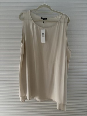 Eileen Fisher Bone 100% Silk Sleeveless Shell Plus 2X Pullover Top