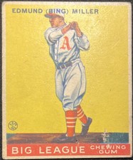 1933 Edmund "Bing" Miller Goudey #59 Philadelphia Athletics Star - Low Grade
