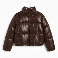 Old Navy Womens Juniors L Brown Short Puffer ...