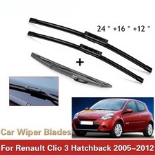 For Renault Clio 3 III Hatchback 2005-2012 24"+16"+12" Front Rear Wiper Blades