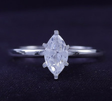 Solitaire Engagement Ring Marquise Cut Cubic Zirconia 925 Sterling For Womens