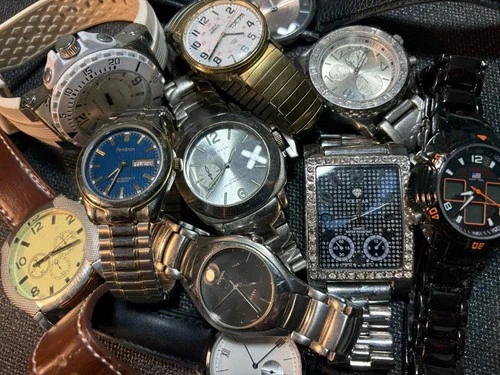 Vintage To Now Men Watch Lot (11) Untested/Repair Fossil,Armitron,Timex,US Polo