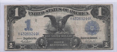 #ad 1899 $1 SILVER CERTIFICATE BLUE SEAL LARGE SIZE BLACK EAGLE $166.32