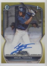 2023 Bowman Chrome Prospect Yellow Refractor 19/75 Miguel Tamares Auto 0rd2