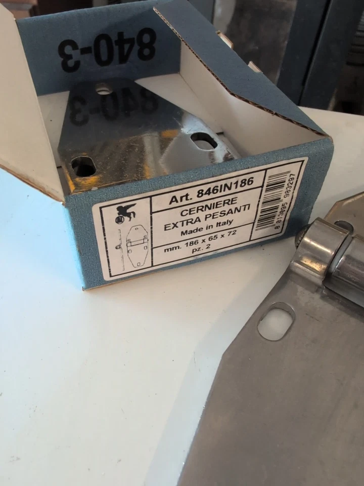 x2 Cerniere Extra Pesanti Acciaio Inox mm 186x65x72 Made In Italy - Immagine 3 di 4