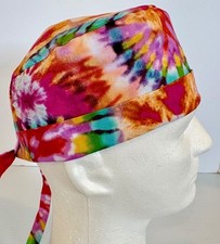 Tie Dye Print Lined Medical Skull Scrub Cap Surgery Hat