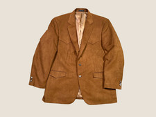 Harmony Western Wear Faux Suede Blazer Jacket Mens 44R Brown Cowboy Western Coat
