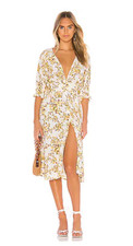 Faithfull Anthropologie Women's Rafa Goldie Floral Midi Dress size M NWT V-Neck