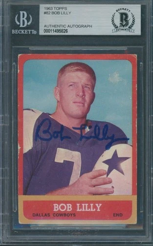 1963 Topps #82 Bob Lilly Beckett Authentic Autograph Signed *5826