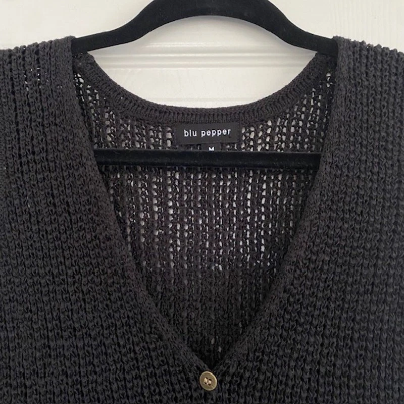 Лот из 2 Blu перца свободного трикотажа v-образным вырезом свитер жилеты бежевый и черный женщин средний * - Изображение 4 из 4