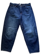 H M Denim Barrel Jeans Womens Size 16 Loose Fit High Waist Medium Wash