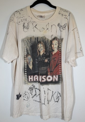 #ad Vintage 90s 1998 Delta cream distressed Hanson authentic pop rock band tshirt L $25.00