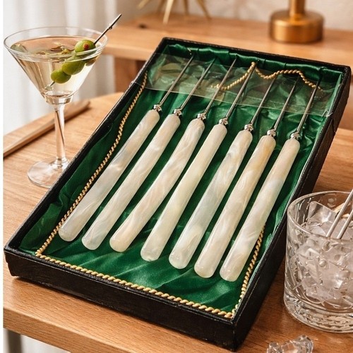 Vintage MCM Cocktail Knifes Faux Pearl Handles Solingen Germany