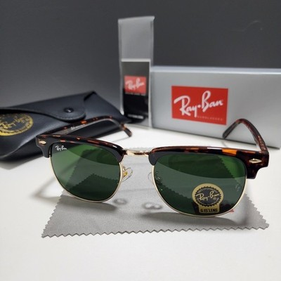 Ray-Ban Clubmaster RB3016 Sonnenbrille Schildpatt / Grün Glas