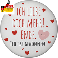 Herzen Magnet Rund Rund Mit Spruch Ich Liebe Dich Mehr! Ende. Valentinsgeschenk