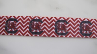 7/8'' South Carolina Gamecocks Grosgrain Ribbon - BTY - Bows, Crafting, Scrapbook