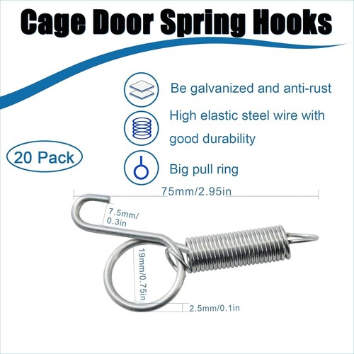 20 Pack Pet Cage Door Latch Spring Hook Quail J Clips for Wire Cages... - Picture 2 of 7