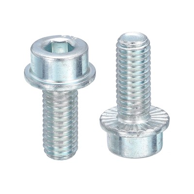 30Pcs M8x20mm Carbon Steel Flanged Hex Socket Head Cap Screws Bolt