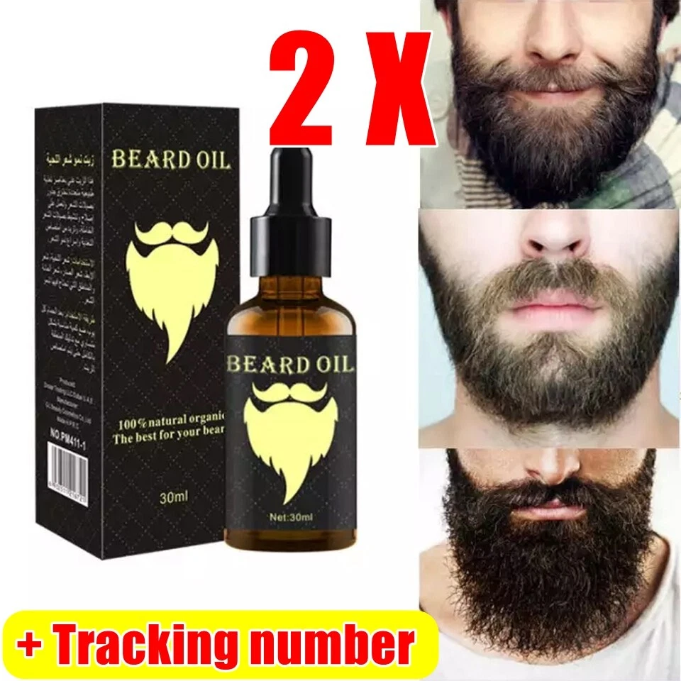 2X Beard Oil Serum Growth Mustache MEN Sideburns Hair Eyebrow Long Natural 30 ml