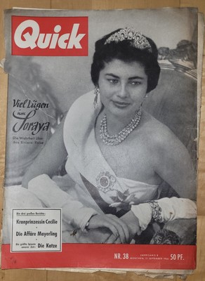 Quick 1955 Zeitschrift ''Viele Lügen um Soraya'' Vintage Sammeln Selten TOP