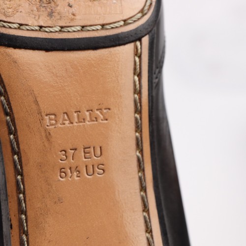 Bally Womens Cervia Pump Size 6.5 Black Leather Block Heel Square Toe Court Shoe - Picture 8 of 15