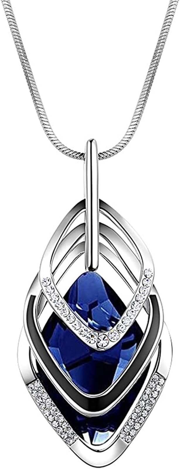 Solid Long Sweater Necklaces for Women Elegant Triple Stack Cubic