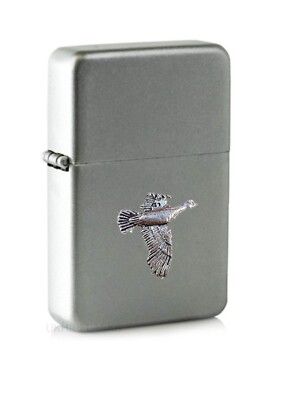 #ad b14 flying grouse emblem on a flip top petrol lighter windproof silver boxed GBP 14.95