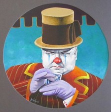 JON HELLAND PAINTING W.C. FIELDS THE SHARK CLOWN (PUBLISHED PLATE)