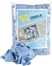Bag of 50 Huck Cleaning Towels - 14 x 24 Cotton Reusable Blue Drying Cloth Rags