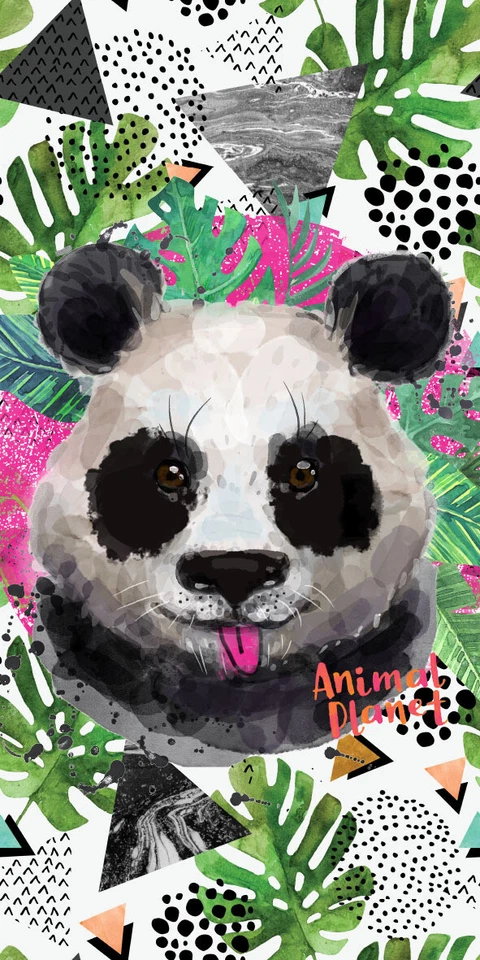 ANIMAL PLANET Panda Bär Badetuch Handtuch Strandtuch 70 x 140 cm