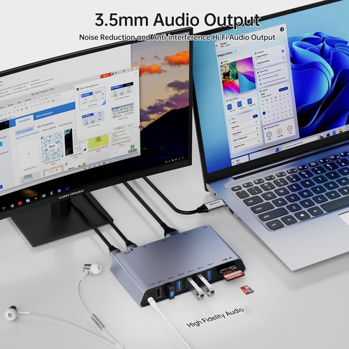 BENFEI 12-in-1 USB Universal Docking Station with Dual HDMI, Ethernet, SD Reader - 第 8/8 張圖片