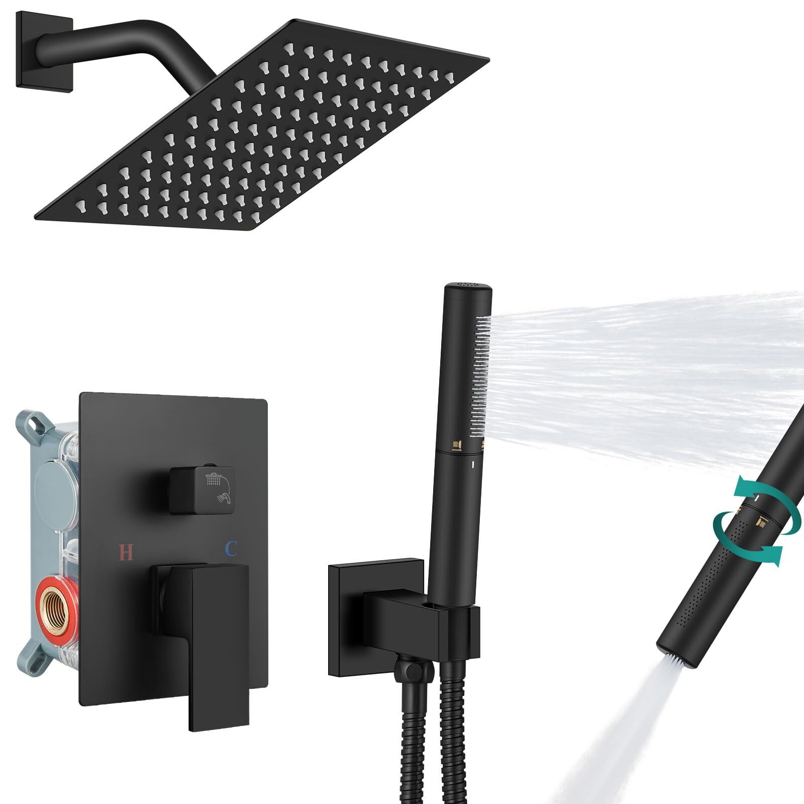 Shower System with Rainfall Shower Head and Handheld Wall Mount,High Pressure...