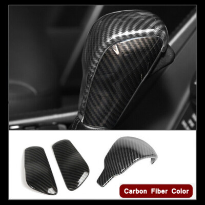 3pcs Carbon Fiber Gear Lever Shift Knob Cover Trim For 2017+ Jeep Grand Cherokee