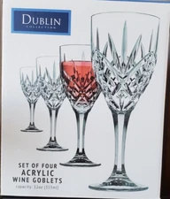 Godinger Wine Glasses Goblets Acrylic Dublin Collection Set Of 4 12 oz Clear D5