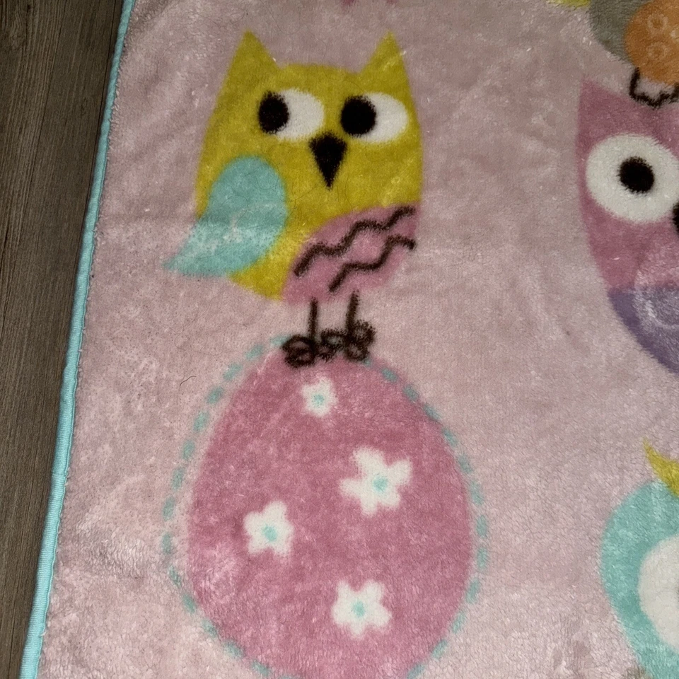 Bananafish Owl Manta Bebé Rosa Seguridad Lovey 30” X 44” Suave Vellón Búhos Foto 3 de 4