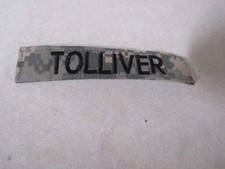 MILITARY PATCH HOOK AND LOOP ACU NAME TAPE WITH NAME TOLLIVER