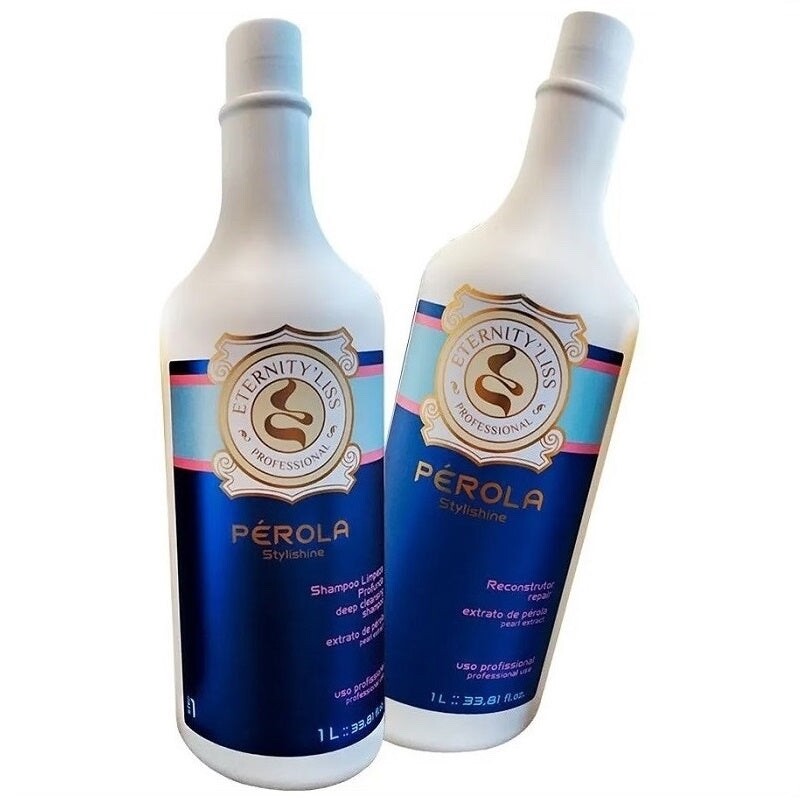 Kit Lissage Eternity Liss Perola Traitement Capillaire 1000ml pour Cheveux Bouclés et Crépus