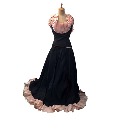 Vintage 1980s Lizette Seventeen Magazine Women's Black PInk Prom Formal  Dress