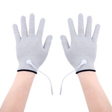 Conductive Fiber Electrode Massage TENS Gloves With Adapter Wires For TENS Unit