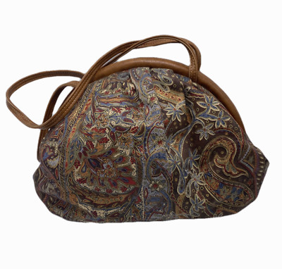 Richmark purse Paisley Cloth Leather Bag Strap Made in America Priority Mail Shp