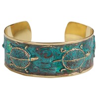 Box Turtle Cuff Bracelet - Green Verdigris Patina - Metal - 1 Wide on sale Box Turtle Cuff Bracelet - Green Verdigris Patina - Metal - 1 Wide on sale