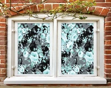 3D Green Flower O308 Window Film Print Sticker Cling Stained Glass UV Block Am