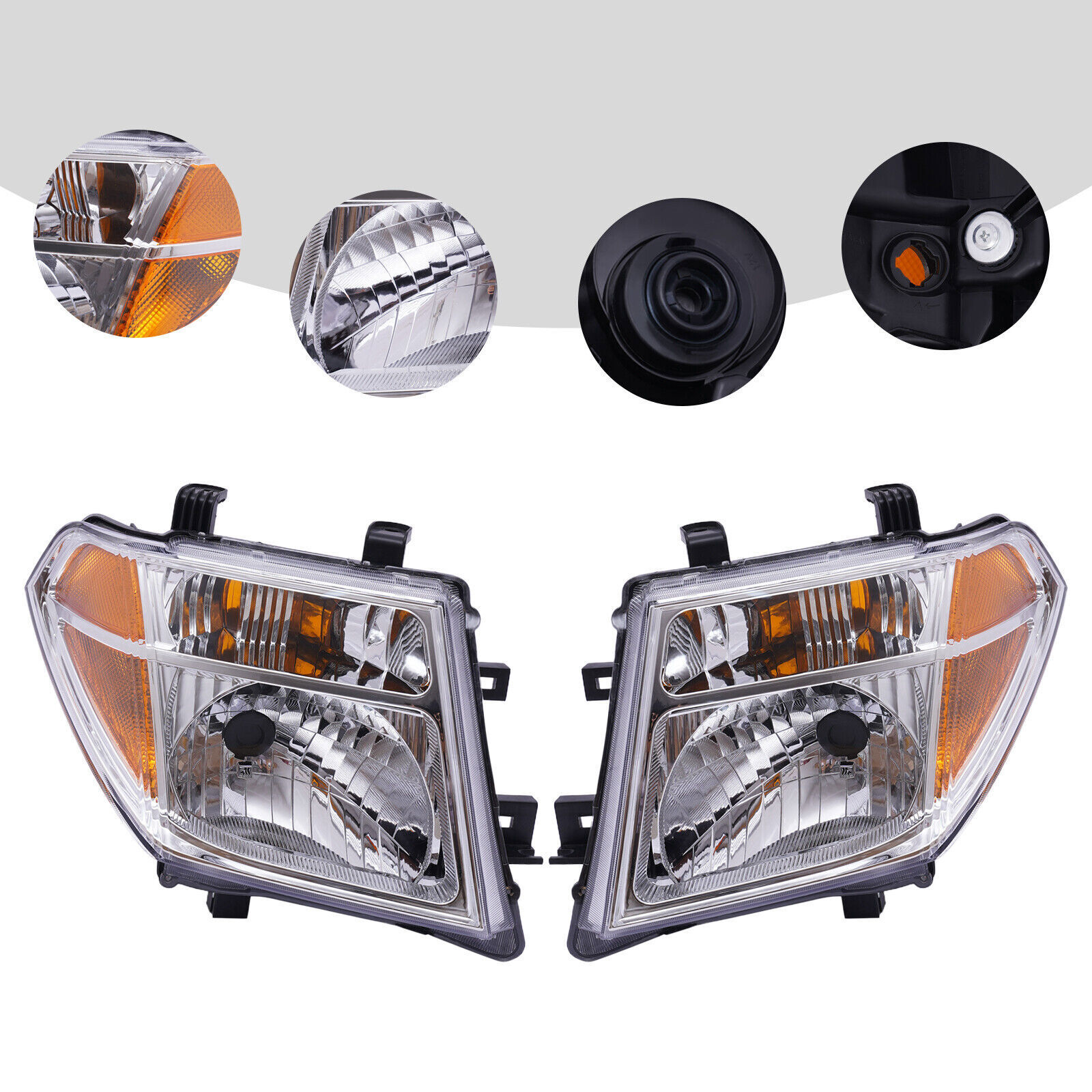 L+R For 2004 2005 2006 2007 Pathfinder Headlights Headlamps Chrome Durable