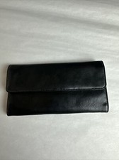 Black Leather Bi Fold Clutch Wallet Vintage