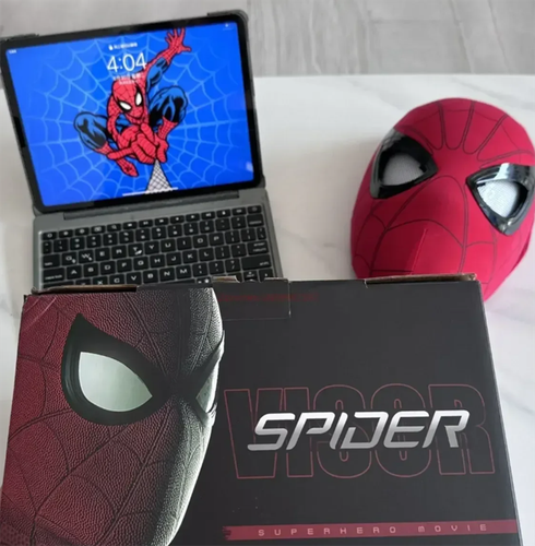 Spider Hero Mask with Moving Eyes Full Face Chin Control Remote Ring Spiderman - Picture 16 of 20