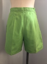 Vintage 50s Green High Waist Shorts Side Metal Zip S 26 Waist Rockabilly PinUp